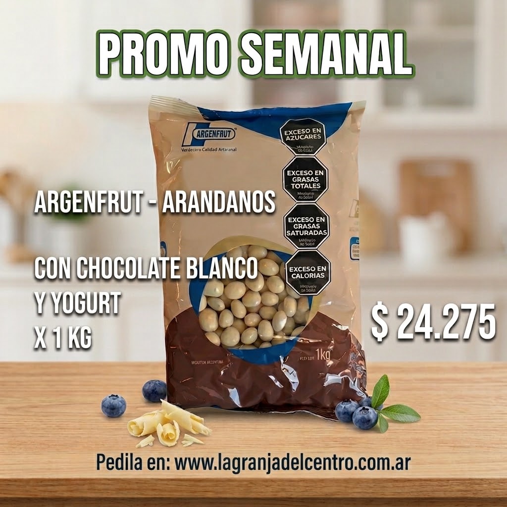 Ofertas y Promociones ARGENFRUT-ARANDANOS CON CHOCOLATE BLANCO Y YOGURT X 1 KG promo semanal